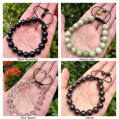 Grade A++ Edelstein Perlen verstellbar Armband 10 mm, echte Kristalle Armbänder - Bild 7 von 124