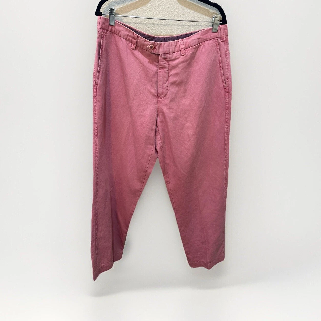 Angelo Nardelli Hydro Mens Linen Cotton Pink Pants 35 X 32 Italy 52 Resort Golf