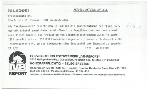 Fiat 127 estreno mundial 1981 propulsión alcohólica foto de prensa automóvil fotografía - Imagen 2 de 2