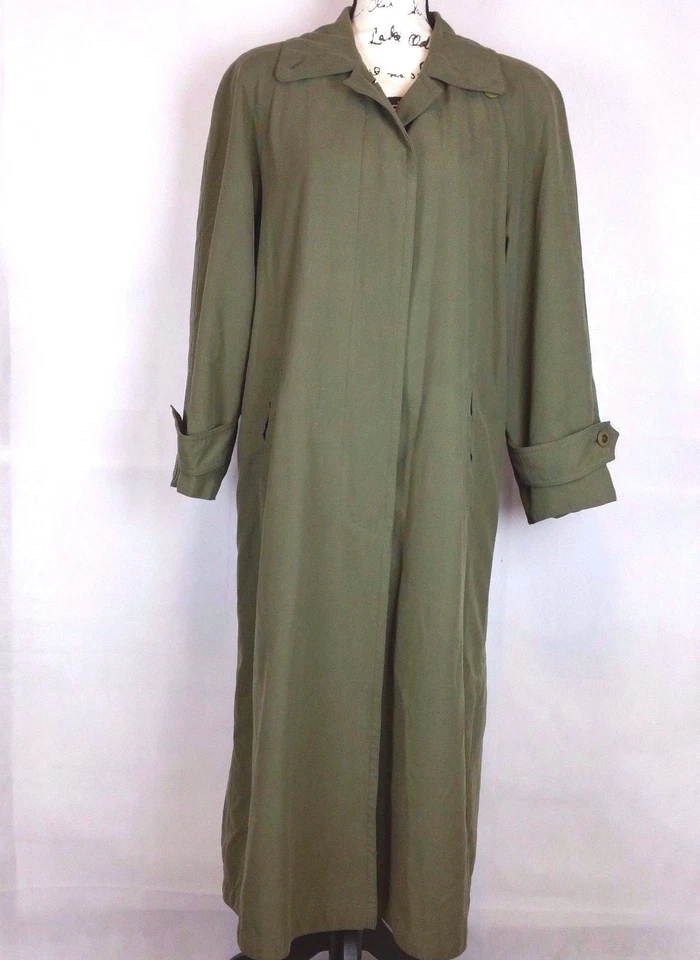 Gabardina retro vintage Gallery para mujer verde oliva maxi larga 4 usada en excelente estado