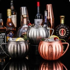 Pumpkin Shape Stainless Steel Cocktail Glass 700ml Bar Red Wine Cup with Handle