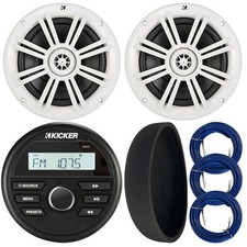 Kicker 46KMC2 USB AUX Receiver, Cover, 2x 6.5" 150W Speakers, 20 Feet 16G Wire