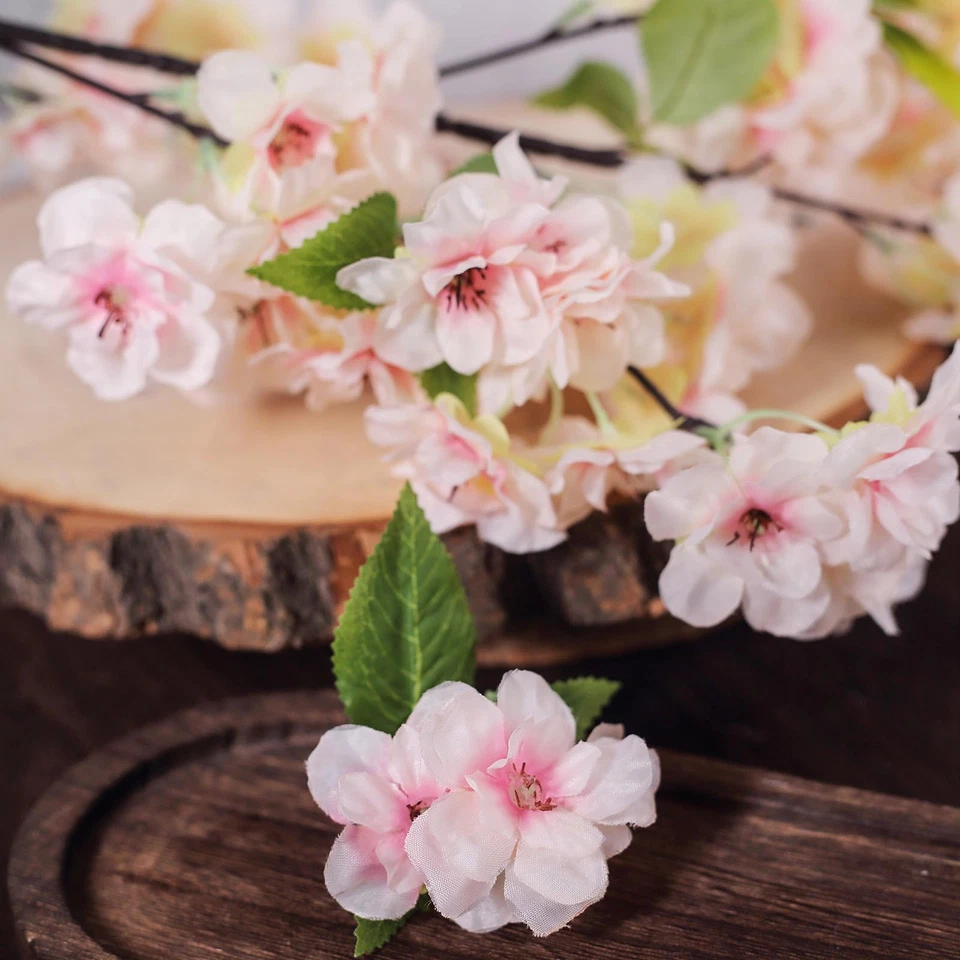 4 BLUSH 40" tall Bushes with Silk Cherry Blossoms Flowers Party Wedding Bouquets - Image 2 of 4