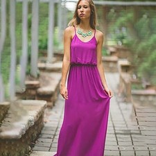 Gap Womens Purple Rayon Maxi Dress Sleeveless Elastic Waist Size S RN54023