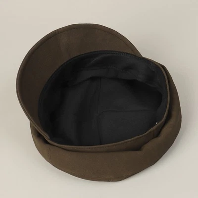 Casquette Béret En Cuir Synthétique Pour Femme, Noir Marron, Visière Courte - Photo 1/4