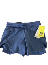 All In Motion Run Shorts Girls Youth XS 6/7 Blue Active Mid Rise Liner 20 NWT