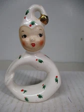 1950's Holt Howard Christmas Ceramic Pixie Elf NOEL Candleholder Letter "O"