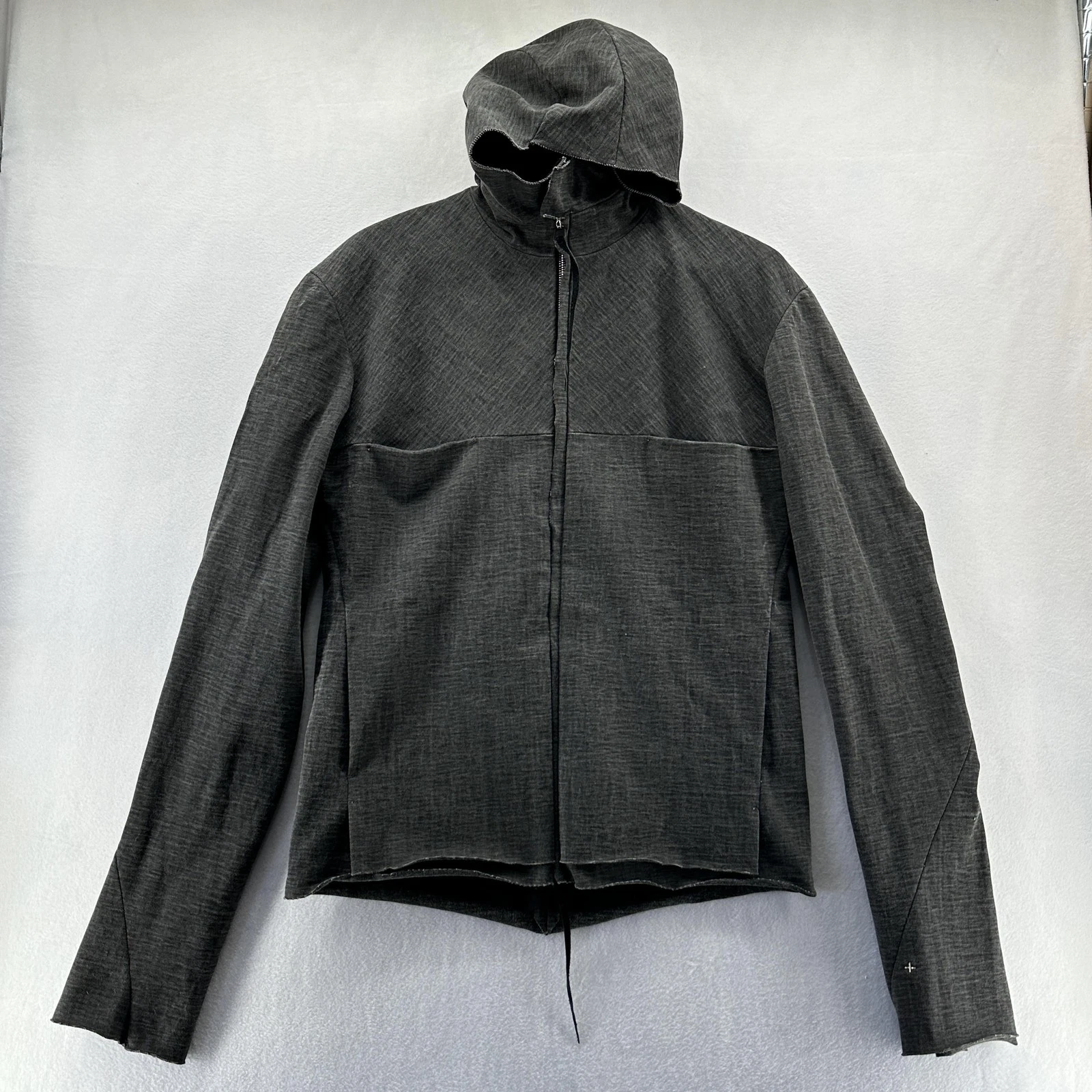 Softshell Hooded Jacket Mens Large Gray Full Zip Lined Windbreaker Casual