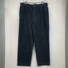 Vintage Polo Ralph Lauren Andrew Corduroy Pants Men 36x30 Dark Navy Blue Pleated