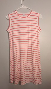 LAKE Women's Papaya Tank Gown in orange and white stripe 100% pima cotton xs