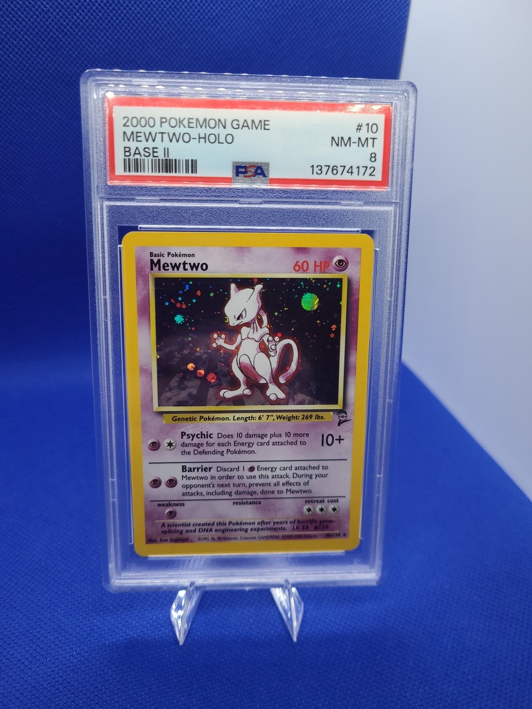 Pokémon Mewtwo Base Set 2 Holo Rare #10 010/130 PSA 8 Ken Sugimori