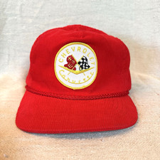 Vintage Corvette Red Corduroy Hat Otto Cap Chevrolet Car Racing Flags 80s 90s
