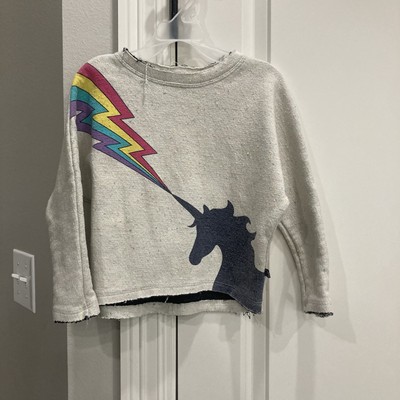 Appaman Unicorn With Rainbow Lightening Bolt Girls Sweatshirt Size 5 GUC 