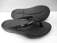 OOFOS OOLALA LUXE Black Recovery Flip Flops Sandals Black Sz 9
