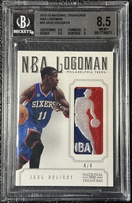 2012-13 Panini National Treasures Jrue Holiday NBA Logoman /4 BGS 8.5 #32 76ers