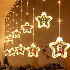 Christmas Curtain Light USB Powered Warm White Remote Control 8 Modes Home Decor