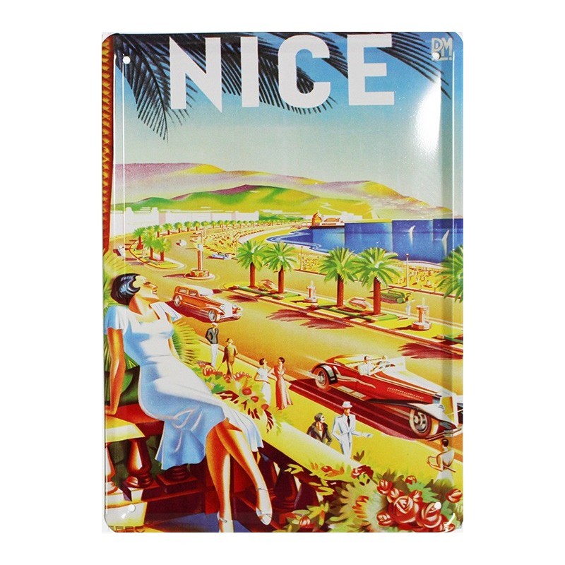 Plaque métal Nice 30x40cm bombée pour décoration murale vintage