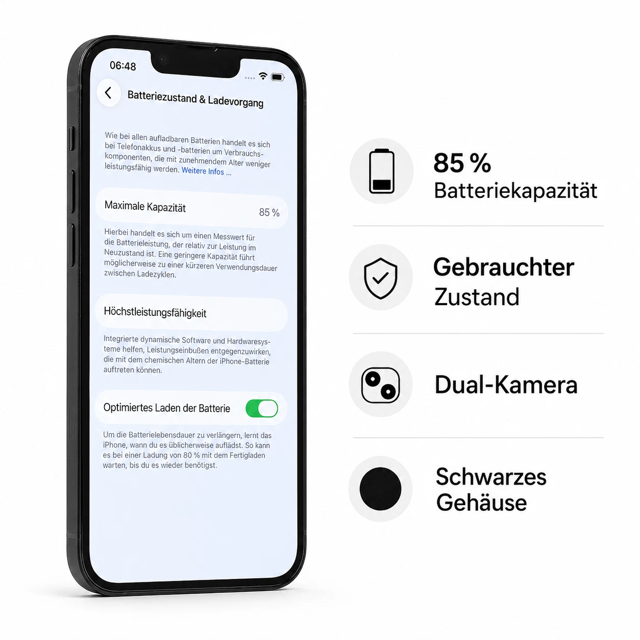 Apple iPhone 13 Batteriezustand 85 Prozent