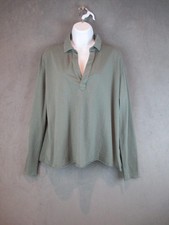 Frank Eileen Shirt Womens Medium Green Patrick Long Sleeve Popover Cotton USA