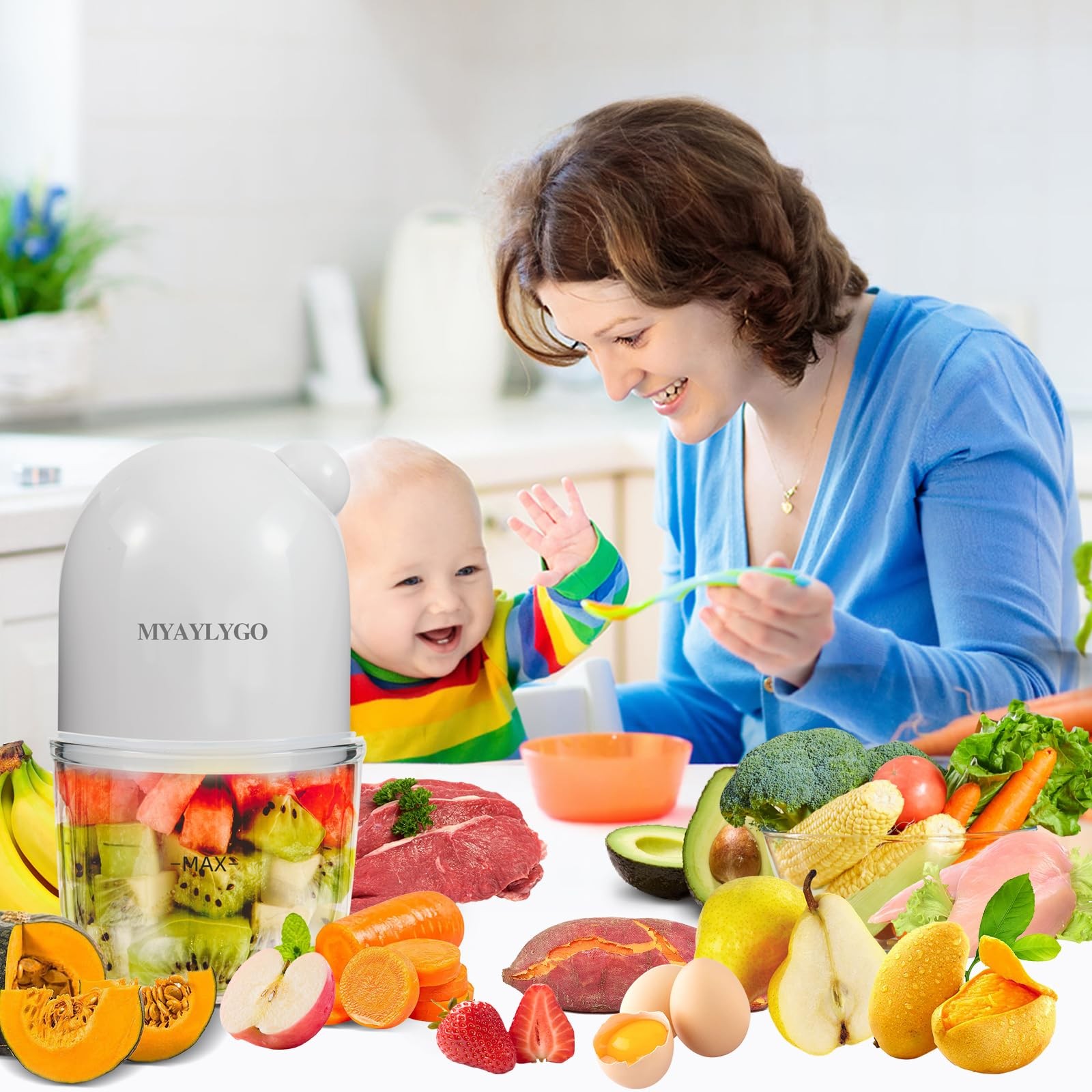 Baby Food Processor, Baby Food Maker Gift for Baby Food, Meat, Vegetable, Fru...