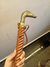 22" Wooden Shoe Horn Zebra Handle Antique Brass Long Handle Dressing Aid