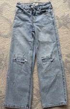 Abercrombie Kids Jeans Girls Size 9/10 Reg Blue High Rise Wide Leg Great Cond.