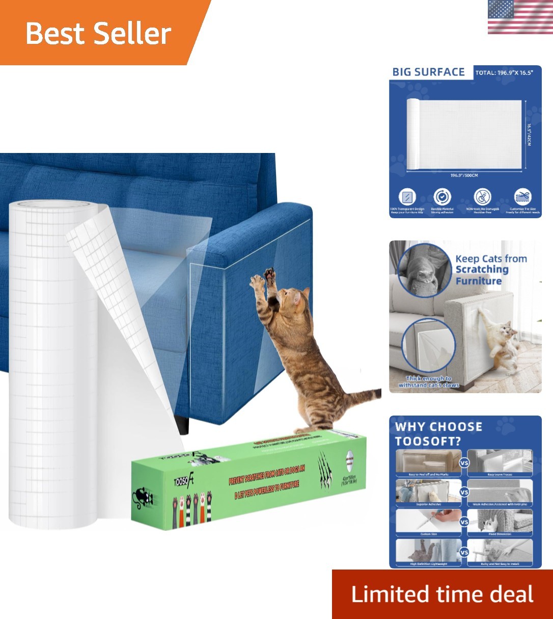 Durable Cat Scratch Defender - Clear Vinyl 196.9