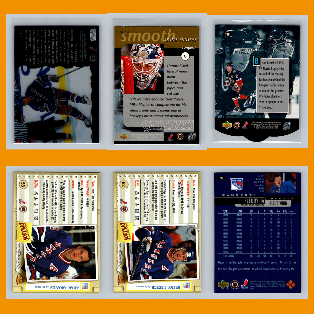 New York Rangers Lot 6 Hockey Cards Upper Deck Ice Mark Messier NM