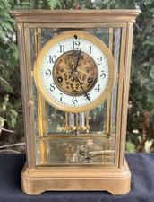 Antique C 1903 Waterbury OSTEND Crystal Regulator Clock VIDEO - FILIGREE DIAL