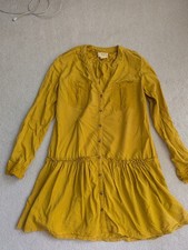 Anthropologie Dress Marlie Button-Front Tunic dress Long Sleeve size 6 Mustard