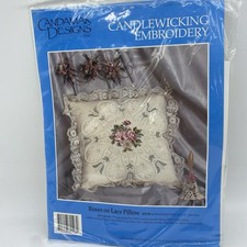 Candamar Designs Roses on Lace Pillow Candlewicking Embroidery Kit 80198 New