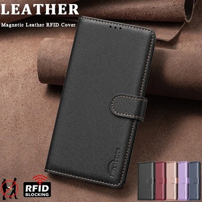 For iPhone 17e 16 15 14 13 12 11 Pro Max Magnetic Case Leather Wallet RFID Cover
