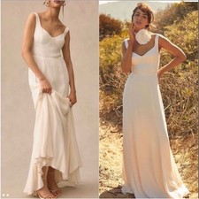 Reformation Lecce Maxi Crepe Sweetheart neckline Wedding Dress Ivory Bridal Sz 4