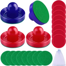 Air Hockey Accessories - Pushers, Pucks & Paddles (4 Pushers, 8 Red Pucks, 8 Gre