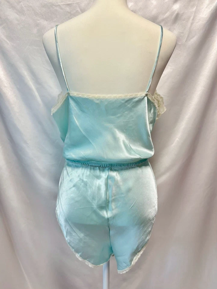 Encaje de peluche azul brillante vintage de los años 80 EE. UU. Fairycore Coquette elegante Kawaii Y2K Foto 2 de 4