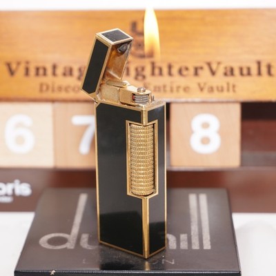 Dunhill Rollagas Lighter Gold/Black Lacquer _Ultrasonically Cleaned_Working