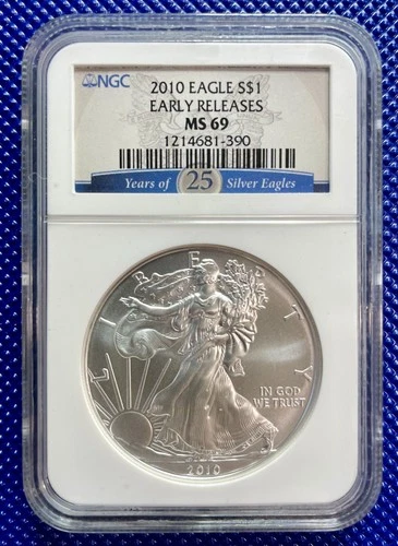 2010 ~ Silver Eagle S$1 ~ NGC MS69 ~ EARLY RELEASES ~ #1214681-390