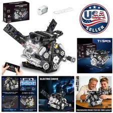 Authentic 8-Cylinder Engine Model Kit with Interactive LED Sound - 715 PCS