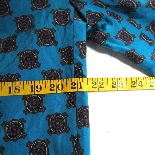 Vtg Pappagallo Silk Blazer Jacket Womens 12 Blue Geometric Notched Lapel 80s 90s - Picture 7 of 8