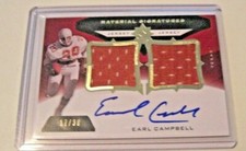 EARL CAMPBELL TEXAS 2013 UD QUANTUM GAME USED DUAL JERSEY AUTO 17/30 SIGNED CARD