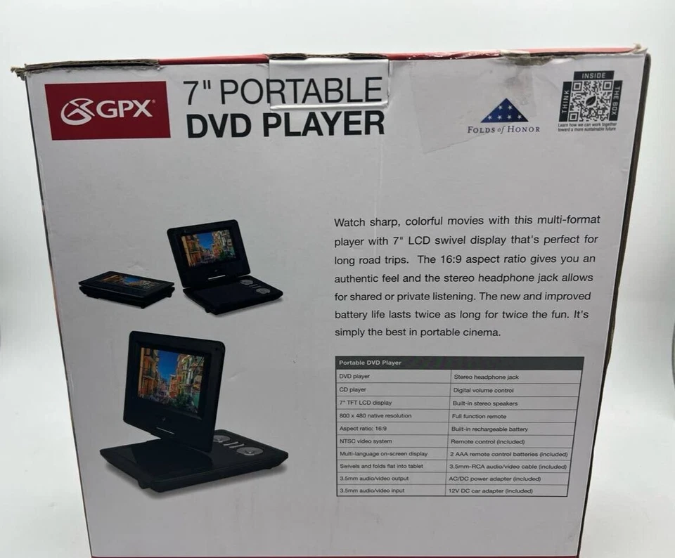 Reproductor de CD de DVD portátil de 7" - GPX PD701B pantalla giratoria para viajes y uso en automóvil carretera Foto 2 de 4