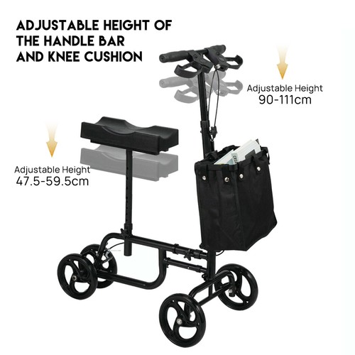 Foldable Knee Walker Scooters Alternative Crutches Wheelchair with Basket Blue - Picture 4 of 12