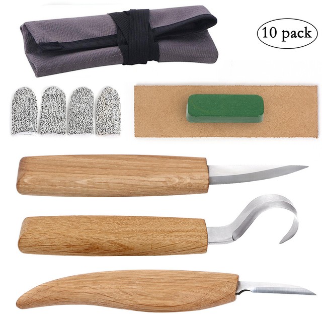 10Pcs Wood Carving Tools Set, Hook Knife, Whittling Knife Wood Carving