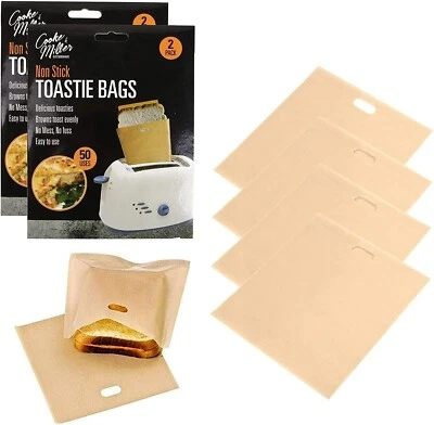 COOKE & MILLER 4 REUSABLE TOASTER BAGS Non Stick Toastie Toast Sandwich Pockets Bag GHOM2196 UK