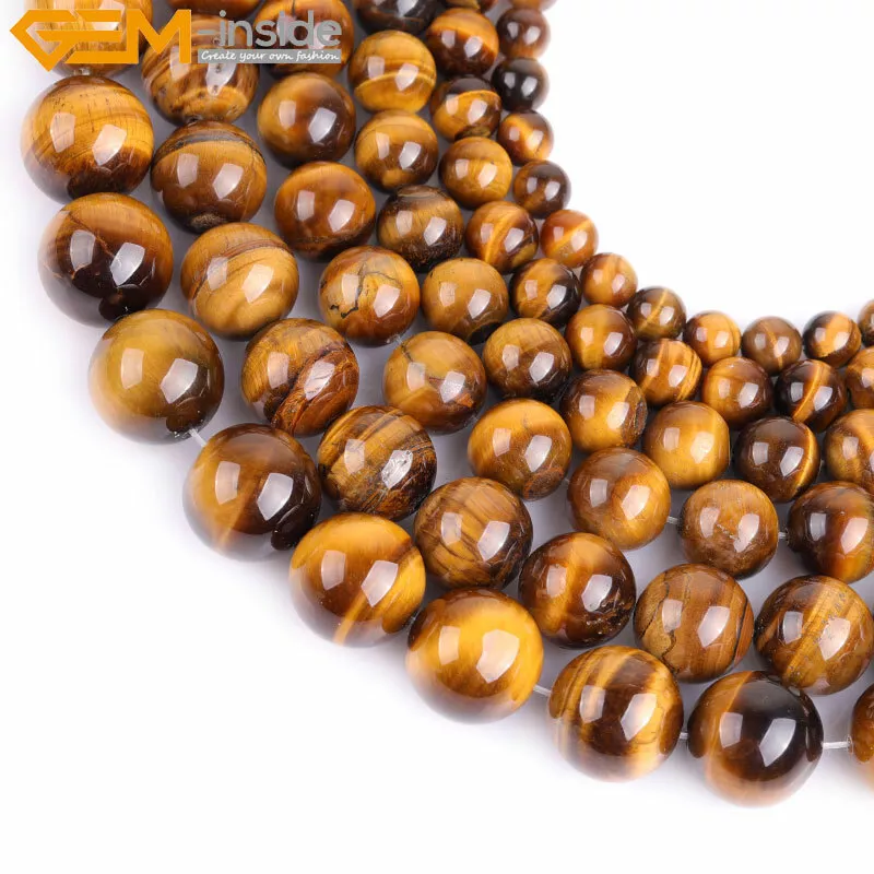 10mm Natural Yellow Tiger Eye Beads Round Gemstone Loose Beads for Jewelry Making (38-40pcs/strand)