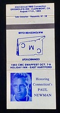 PAUL Newman Tribute CMC Swapfest E Hartford CT Vtg 30-Strike MatchCover B-0924