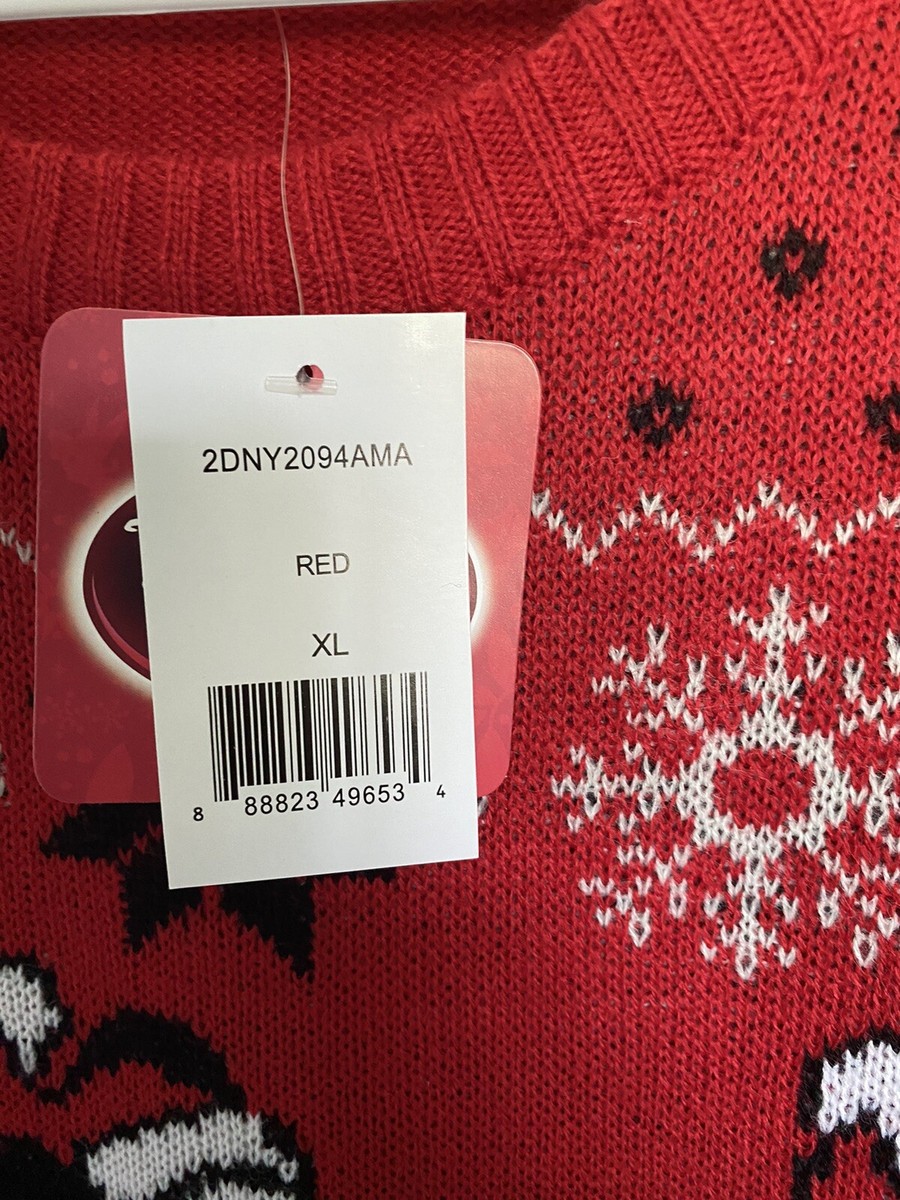 Disney Men's Santa Mickey Mouse Sweater, Christmas Sweater Red, XL