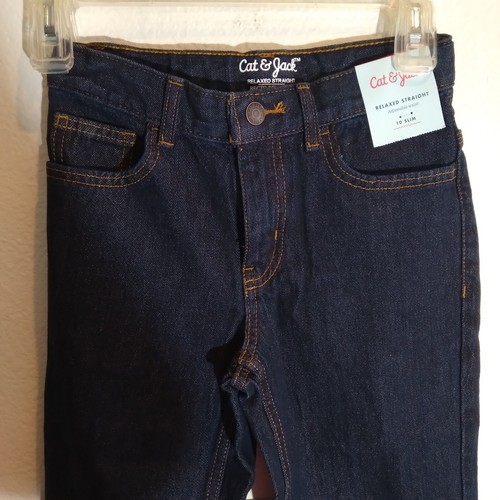Cat and Jack Boys Jeans Blue Denim dark wash Size 10 slim relaxed straight - Picture 4 of 10