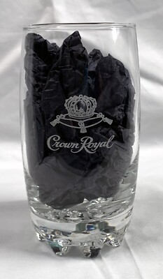 Crown Royal Canadian Whisky Etched Glass 12 oz Decorative Base Italy