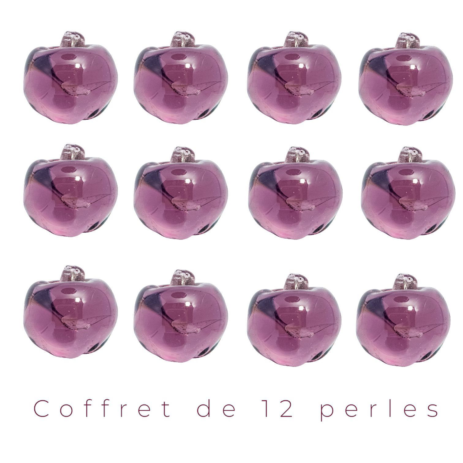 Perle pomme violette en verre pour réparer et personnaliser vos accessoires usés